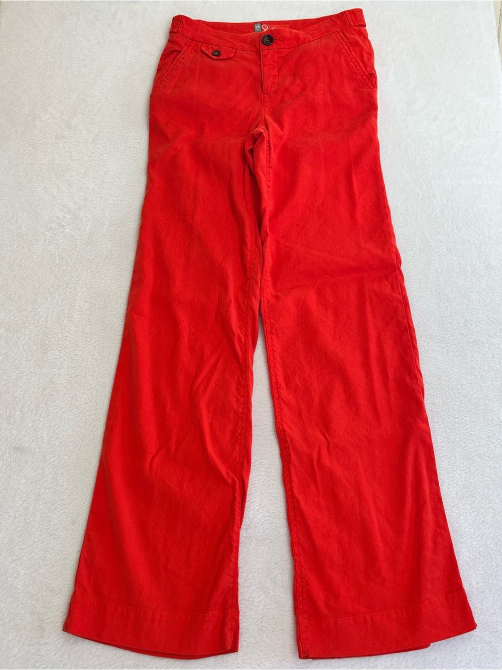 Level 99 Women's Pants Size 26 Orange Wide Leg Stretch Pockets Soft Linen Blend